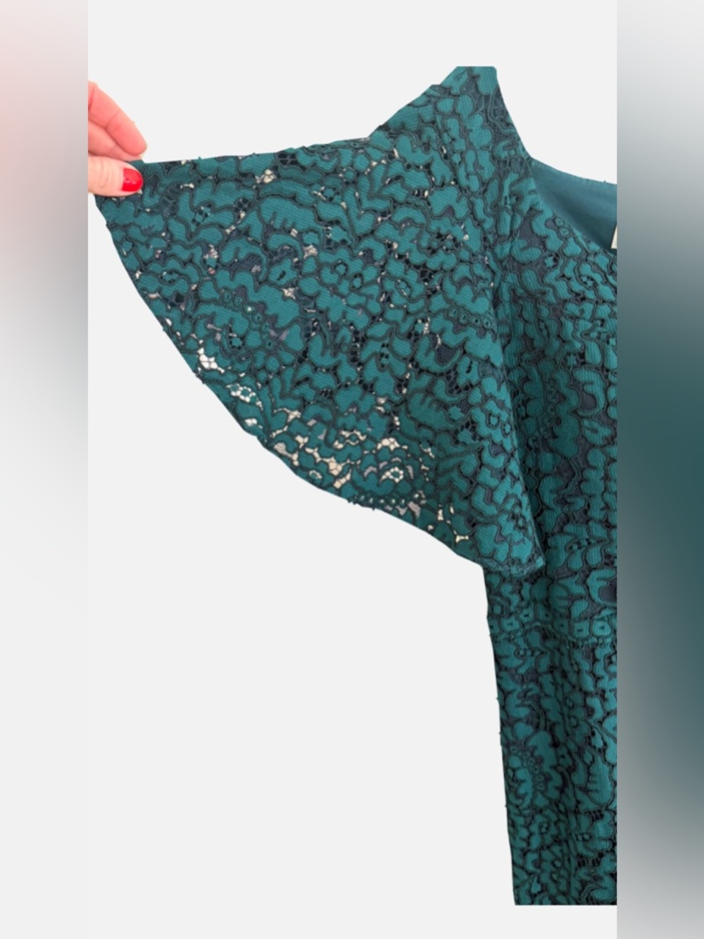 Terry John Green Floral Lace Gown – Size 18 – Empire Waist Mermaid Dress - Picture 5 of 5